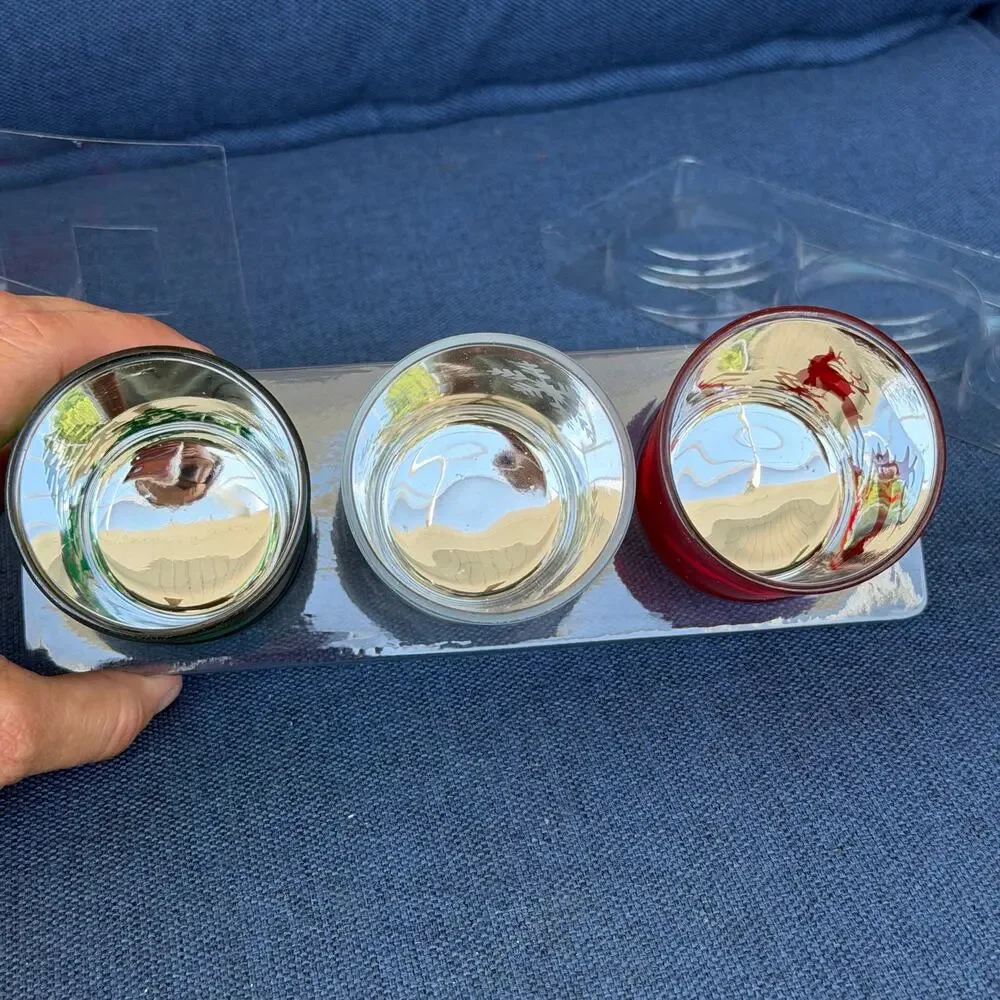 Slatkin Dancing Tealight Trio Christmas Candle Holder Gift Set of 3 NOS HTF
